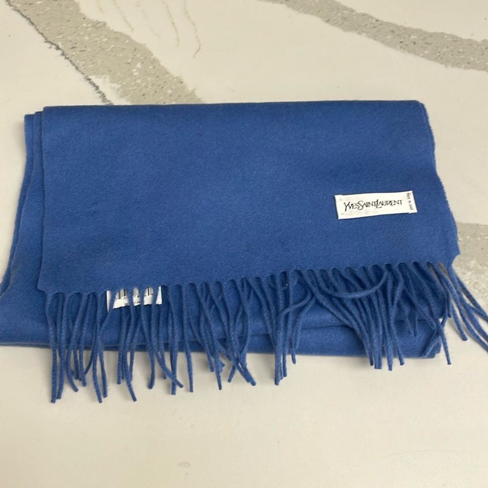 YSL Wool/Cashmere light blue scarf
